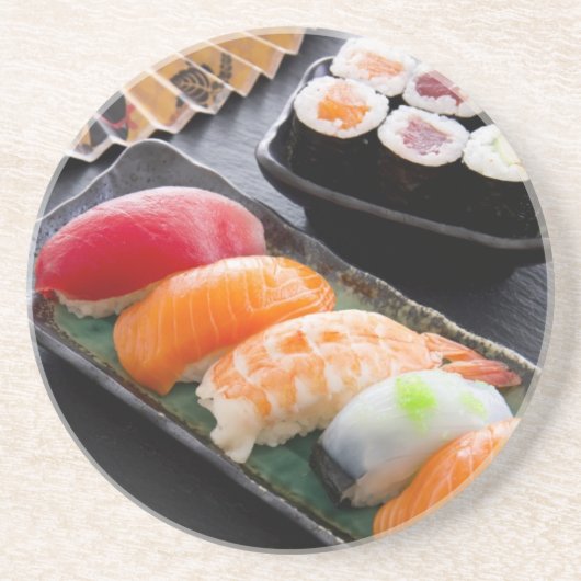 Sushi en rollen zandsteen onderzetter (Voorkant)