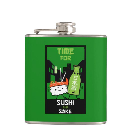 Sushi en Sake Foodies Heupfles (Voorkant)