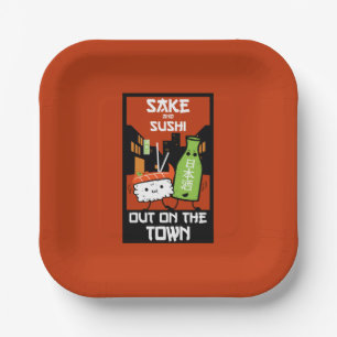 Sushi en Sake Foodies Napkin Papieren Bordje
