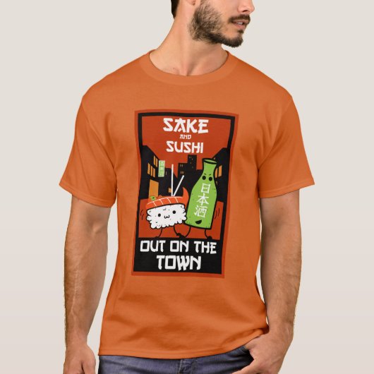 Sushi en Sake Foodies T-shirt (Voorkant)