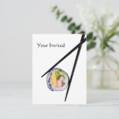 Sushi en zwarte stokjes sushi, chopsticks, ric kaart (Staand voorkant)