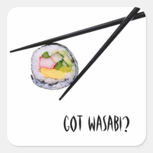 Sushi en zwarte stokjes vierkante sticker
