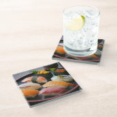 Sushi Enbu - Tastes spread across a Japanese black Glazen Onderzetter (Schuin)