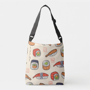 Sushi eten, naadloos patroon ontwerp. crossbody tas