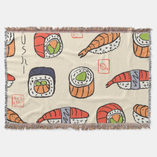 Sushi eten, naadloos patroon ontwerp. deken