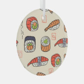 Sushi eten, naadloos patroon ontwerp. glas ornament (Voorkant Rechts)