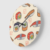 Sushi eten, naadloos patroon ontwerp. grote klok (Hoek)