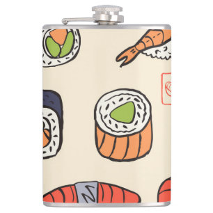 Sushi eten, naadloos patroon ontwerp. heupfles