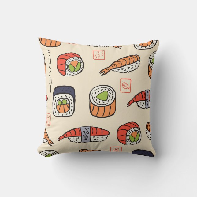 Sushi eten, naadloos patroon ontwerp. kussen (Voorkant)