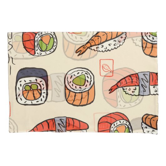 Sushi eten, naadloos patroon ontwerp. kussensloop (Voorkant)