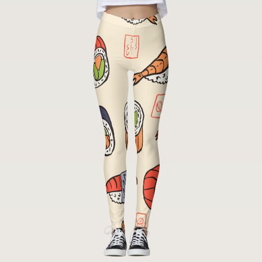 Sushi eten, naadloos patroon ontwerp. leggings (Voorkant)