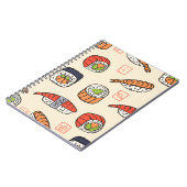 Sushi eten, naadloos patroon ontwerp. notitieboek (Linkerzijde)