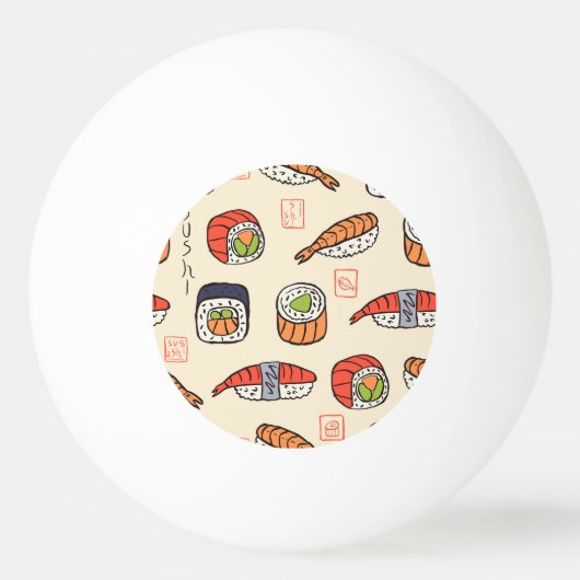 Sushi eten, naadloos patroon ontwerp. pingpongbal (Achterkant)