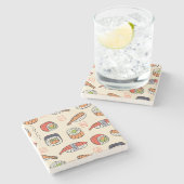 Sushi eten, naadloos patroon ontwerp. stenen onderzetter (Zijkant)