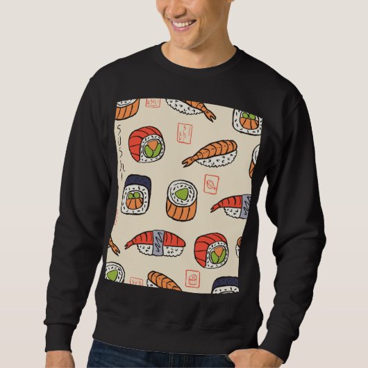 Sushi eten, naadloos patroon ontwerp. trui (Voorkant)