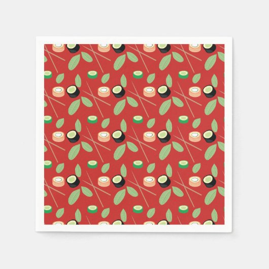 Sushi Feest Hibachi Sushi Rolls en Eetstokjes Servet (Voorkant)