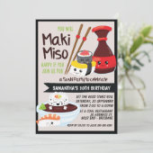 Sushi Feest Kawaii Uitnodiging (Staand voorkant)