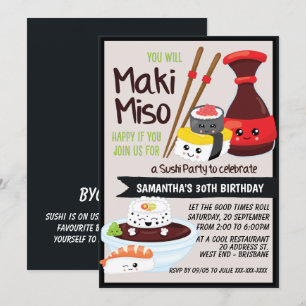 Sushi Feest Kawaii Uitnodiging