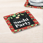 Sushi Feest Rolls Verjaardagsnaam Kartonnen Onderzetters (Schuin)
