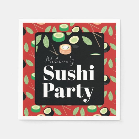Sushi Feest Rolls Verjaardagsnaam Servet (Voorkant)