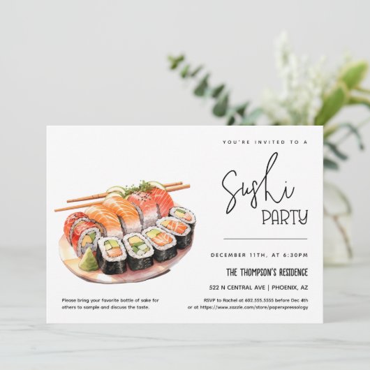 Sushi Feestje Elke Gelegenheid Feestje Sushi Avond Kaart (Staand voorkant)