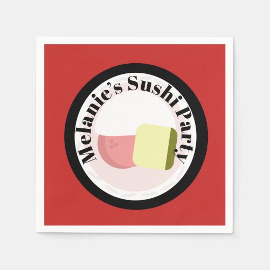 Sushi-feestrollen verjaardagsnaam servet (Voorkant)
