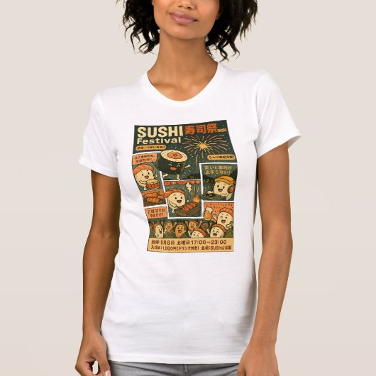 Sushi Festival Poster Design T-shirt (Voorkant)