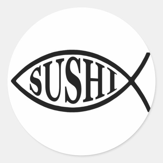 Sushi Fish Ronde Sticker (Voorkant)