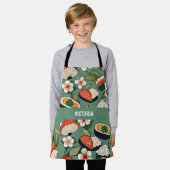 Sushi Floral Aangepast patroon Schort (Gedragen)