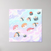 Sushi Flying in Pastel Galaxy Sky Canvas Afdruk (Voorkant)