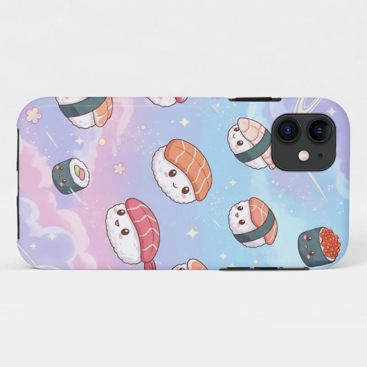 Sushi Flying in Pastel Galaxy Sky Case-Mate iPhone Case (Achterkant (horizontaal))