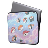 Sushi Flying in Pastel Galaxy Sky Laptop Sleeve (Voorkant Links)