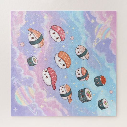 Sushi Flying in Pastel Galaxy Sky Legpuzzel (Horizontaal)