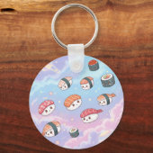 Sushi Flying in Pastel Galaxy Sky Sleutelhanger (Achterkant)