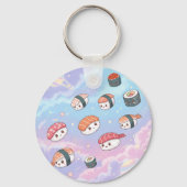Sushi Flying in Pastel Galaxy Sky Sleutelhanger (Achterkant)