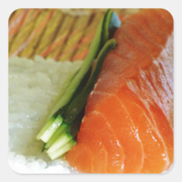 Sushi Food Health Rice Sesame Salmon Fish Vierkante Sticker