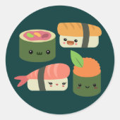 Sushi Friends Ronde Sticker (Voorkant)