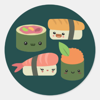 Sushi Friends Ronde Sticker