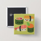 Sushi Friends Vierkante Button 5,1 Cm (Voorkant /achterkant)