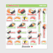 Sushi gepersonaliseerde naamlabels | School Sticker (Vel)