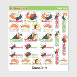 Sushi gepersonaliseerde naamlabels | School Sticker