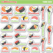 Sushi gepersonaliseerde naamlabels | School Sticker (Voorkant)