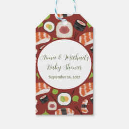 Sushi geslachtsneutraal Baby shower Cadeaulabel