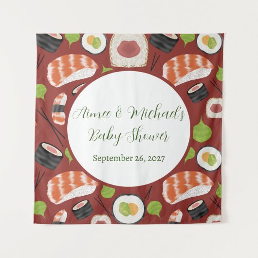 Sushi geslachtsneutraal Baby shower Wandkleed (Voorkant)