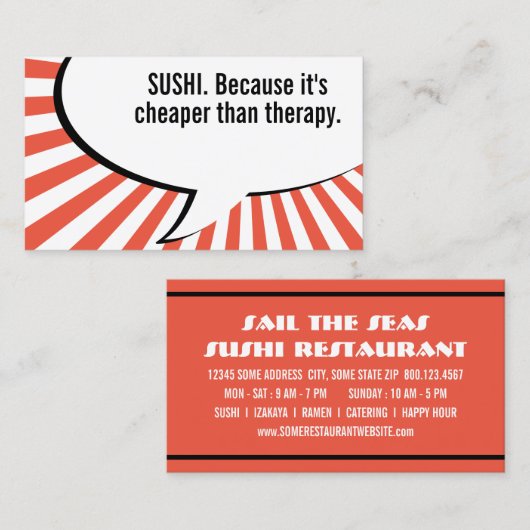 sushi goedkoper dan therapie visitekaartje (Voorkant / Achterkant)
