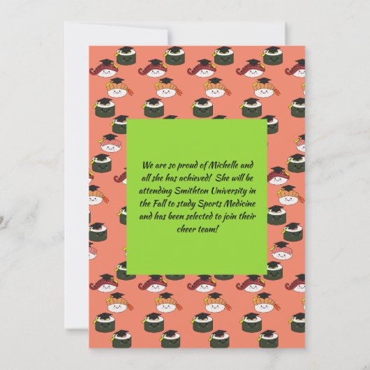 Sushi Graduation Party Kaart (Achterkant)