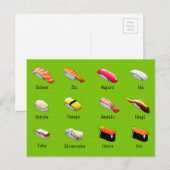 Sushi-grafieksoorten schattig Japans sushi-voedsel Briefkaart (Voorkant / Achterkant)