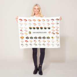 Sushi Guide Blanket – Japanese Food Chart Throw Fleece Deken