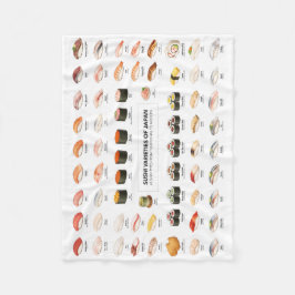 Sushi Guide Blanket – Japanese Food Chart Throw Fleece Deken
