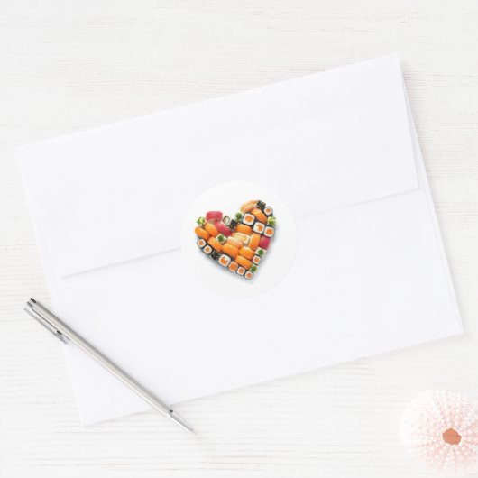 Sushi-hart Ronde Sticker (Envelop)